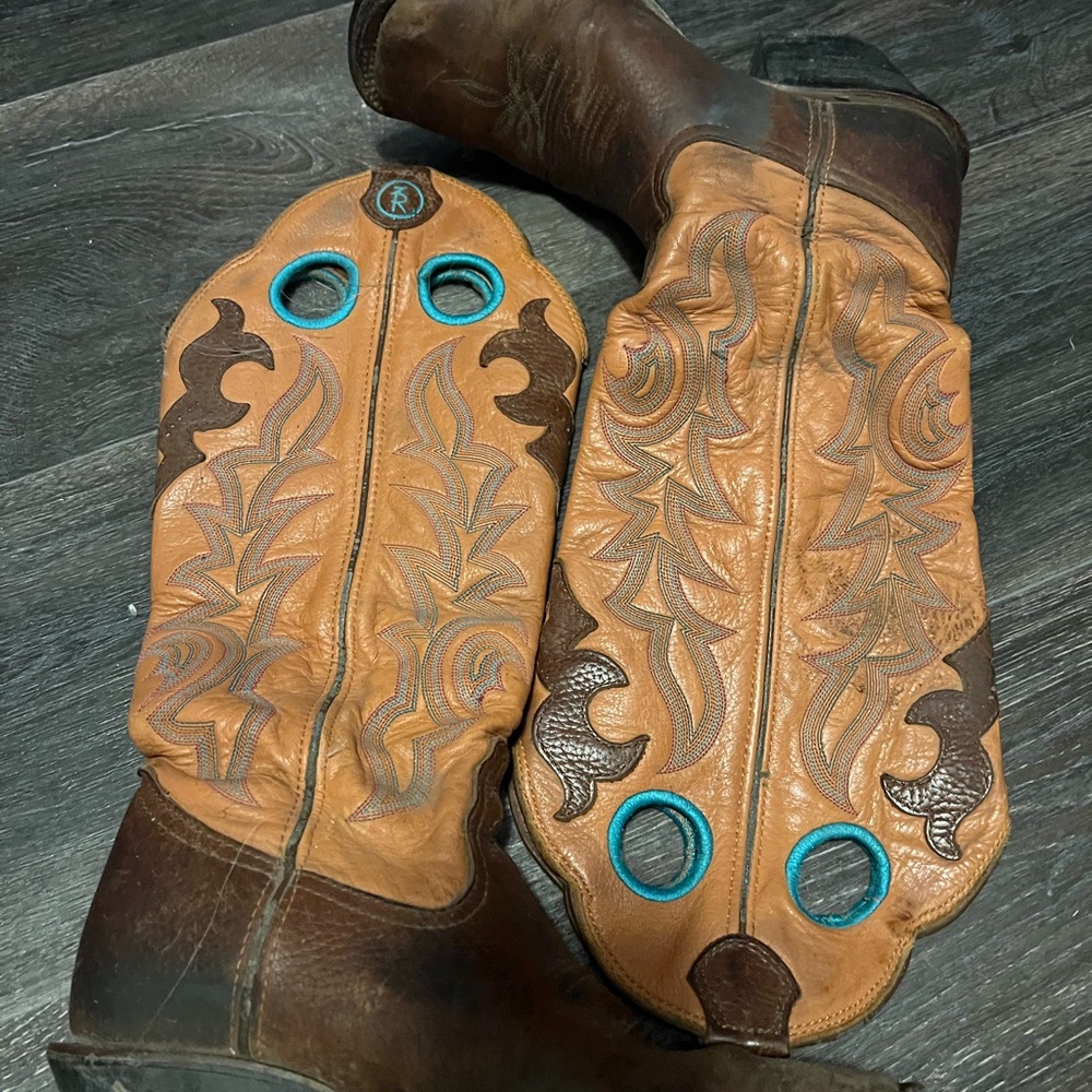 Tony Lama Brown and Orange Leather Boots